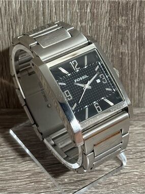 Black Fossil Tank Stainless Steel Men’s Watch With New Battery